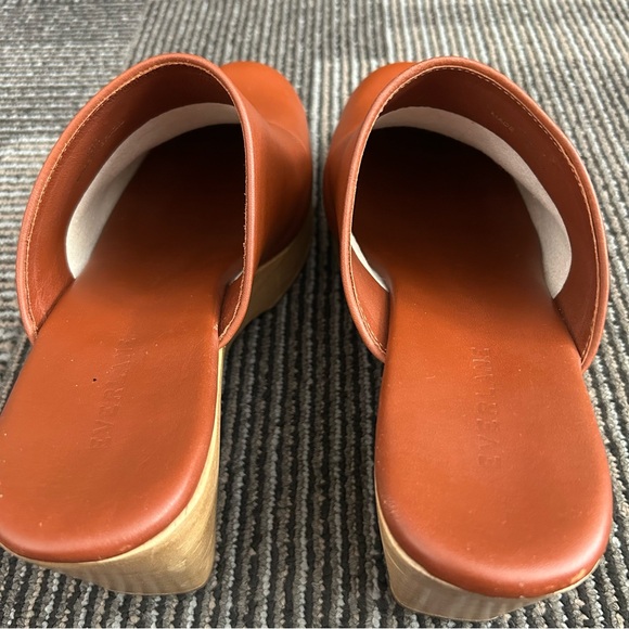 Everlane The Clog Cognac Leather Platform Clogs Wedge Heel Mules Shoes Sz 10 - Picture 6 of 12